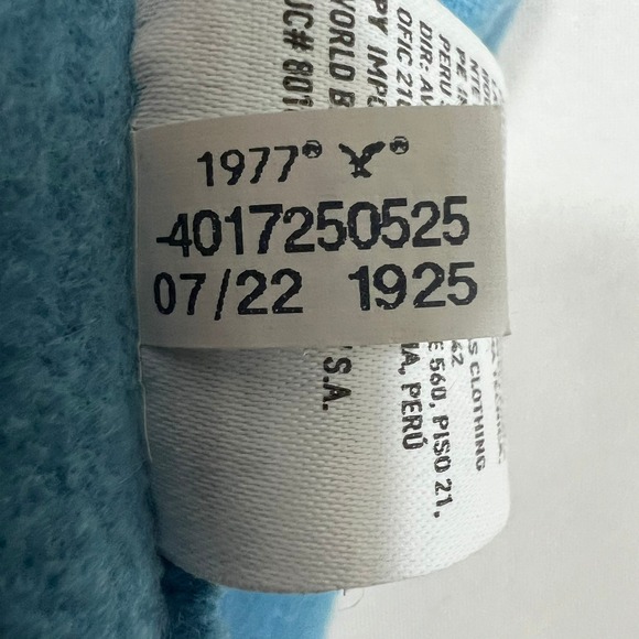 American Eagle Hoodie Oversized Ribbed Fleece Pullover Blue Split Hem Women L - Picture 14 of 14